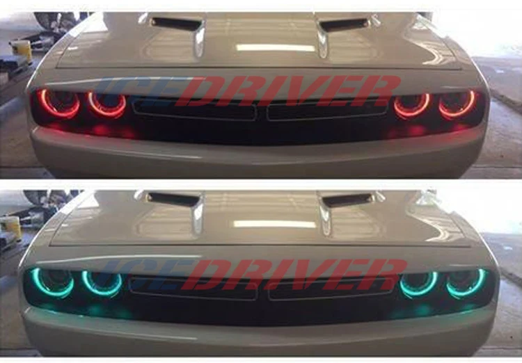 Icedriver для Dodge Challenger DRL RGB многоцветный светодиодный панели- дневные ходовые огни красный синий Демон освещение для глаз лампы