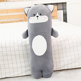 Grey Husky dog Животные, длинная игрушка, плюшевая игрушка в виде животных из мультфильма, плюшевая игрушка, Цыпленок, кошка, Хаски, собака, динозавр, пингвин, свинья, коала, спящий друг, ультра мягкая кукла - Цвет: Grey Husky dog