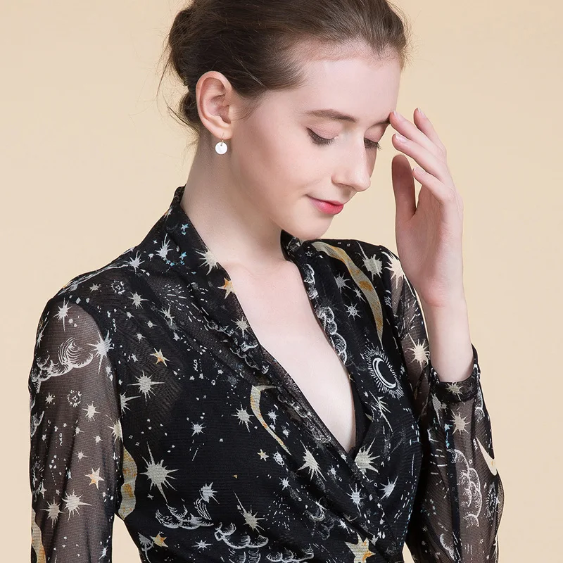 Шелковая рубашка женский свитер с v-образным вырезом 100% двойная шелковая