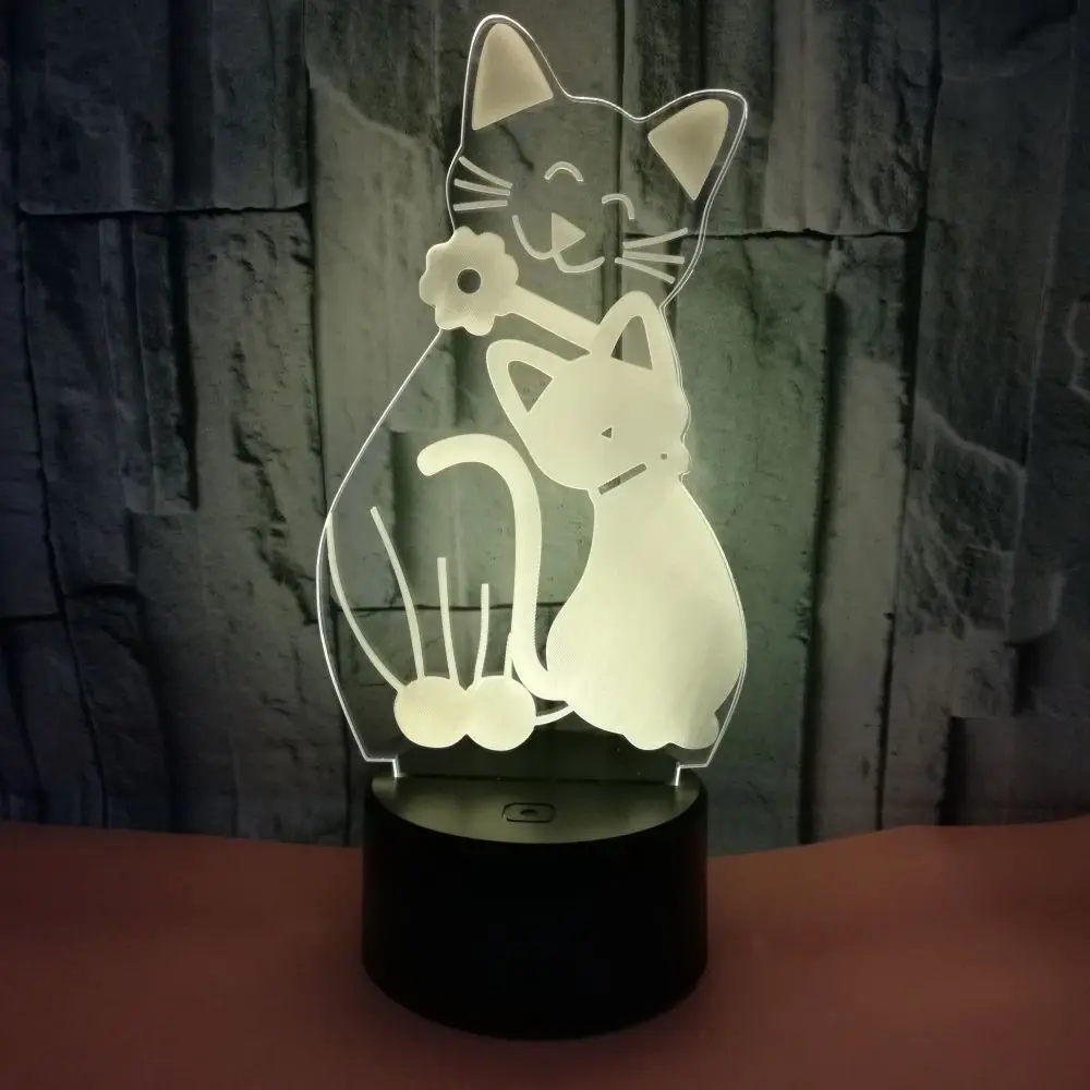 Ночник с дистанционным управлением Cat 3d Небольшой акриловый светодиодный