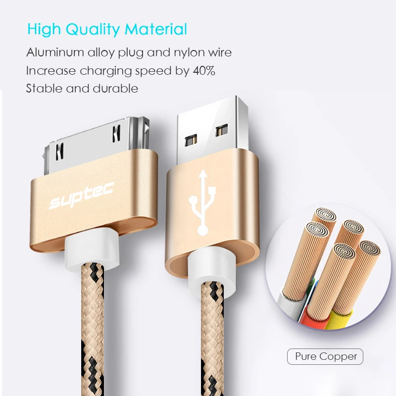 SUPTEC для iPhone 4 4s 3GS 3G iPad 1 2 3 iPod Nano touch 30 Pin USB кабель Быстрая зарядка оригинальный