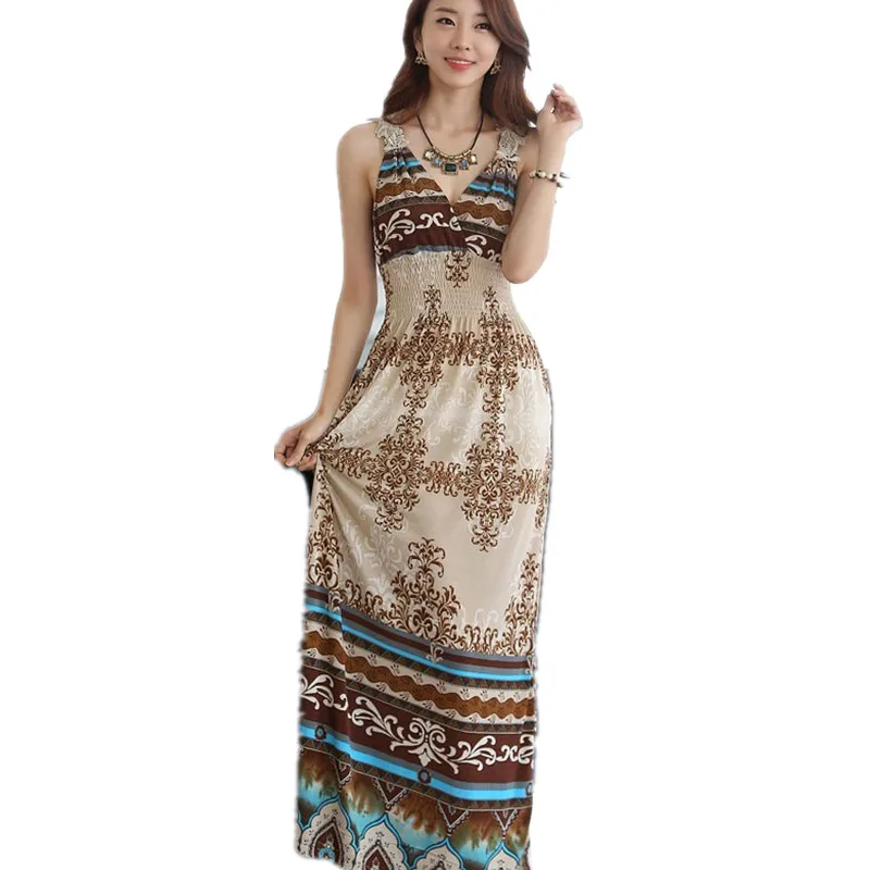 Женское повседневное длинное платье-туника летнее пляжное платье-макси в