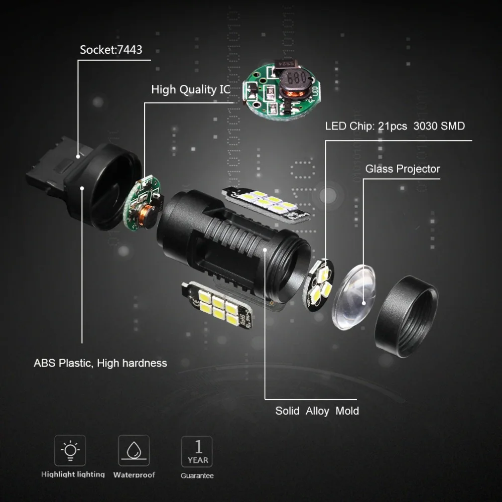 Светодиодный фонарь T20 W21W 2 шт. светодиодный WY21W 7440 7443 T25 3157 3156 p27/7 Вт 1200Lm стоп сигнал