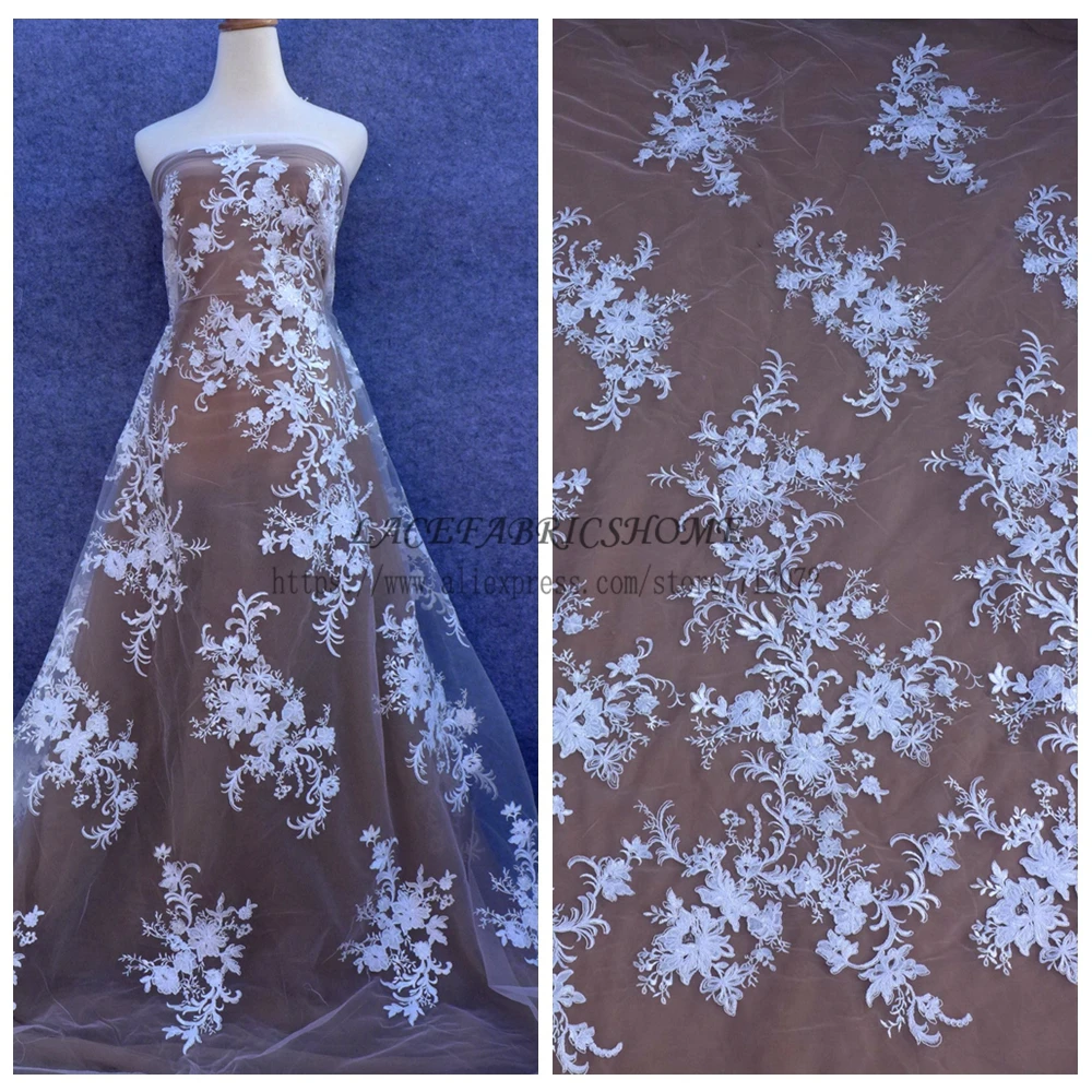 Кружевное белое/чистое белое свадебное платье La Beauty Ширина 51 дюйма 1 ярд|fabric