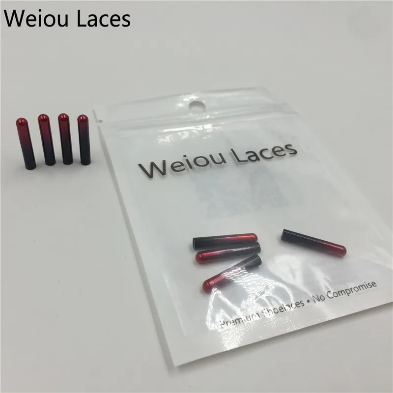Weiou 4pcs1Set 3,8x22 мм Фиолетовый Зеленый Бесшовные окрашенные металлические наконечники Замена Ремонт пулевые головки шнурки Aglets DIY наборы кроссовок