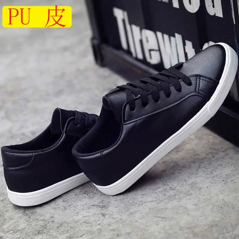 black leather Женские белые кроссовки; tenis feminino; обувь из искусственной кожи; женские кроссовки; повседневная обувь на плоской подошве со шнуровкой; Вулканизированная обувь; zapatillas mujer - Цвет: black leather