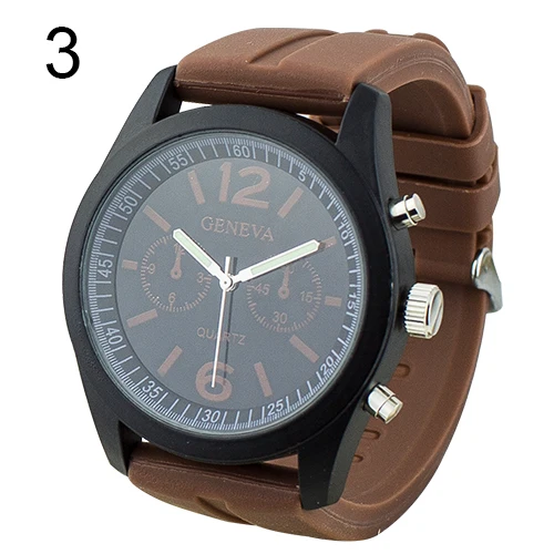 Лидер продаж популярная черный циферблат силиконовой лентой Женева Кварцевый