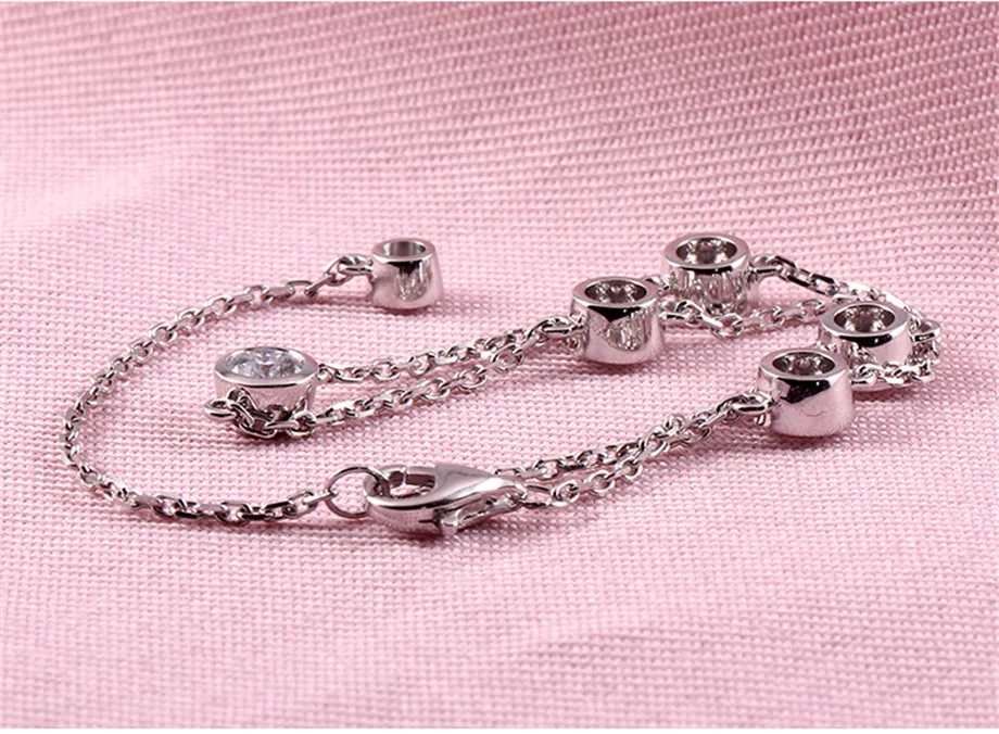 DovEggs модный стиль Твердый 18 K 750 Настоящее Белое золото 1.35ct F цвет Выращенный в лаборатории Муассанит алмазный браслет Тест Положительный для женщин