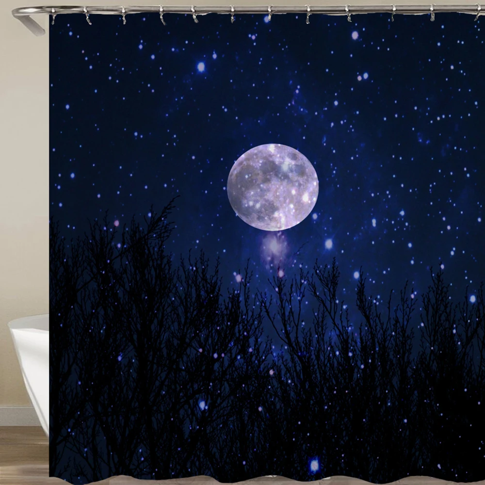 Space Pattern Shower Curtain Polyester Fabric Galaxy Stars Universe Starry sky Design Waterproof Bathroom High Quality | Дом и сад