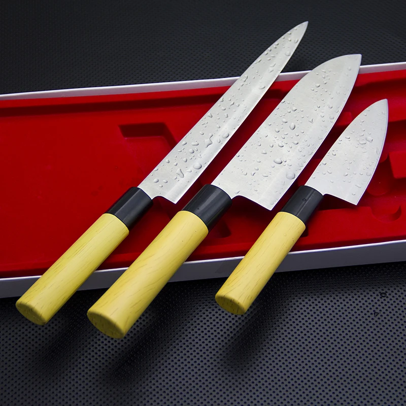 Комплект из 3 предметов Santoku шеф повар Ножи комплект 420SS лезвие Нержавеющая сталь
