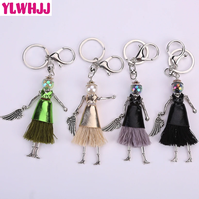 YLWHJJ брендовый женский брелок с кисточкой кожаная Кукла Милая Черная сумка