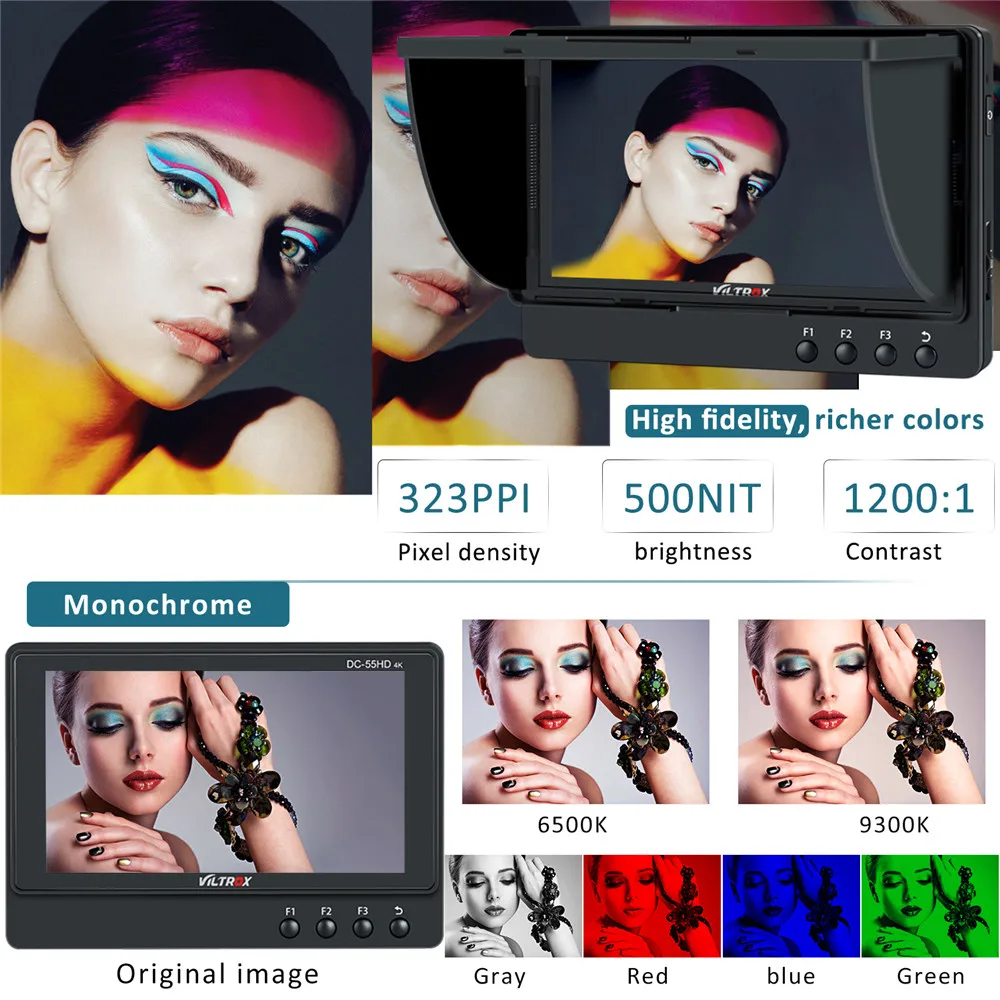 Viltrox DC-55HD 5,5 ''4 K 1920x1080 ips HD ЖК-камера видео монитор Дисплей HDMI AV вход для Canon Nikon SONY DSLR BMPCC 5DIV
