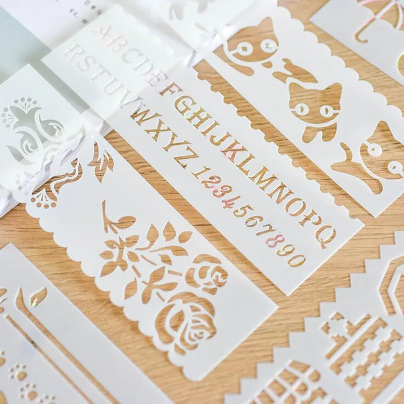 Детский трафарет для рисования 8 шт. листья ажурные скрапбукинга альбома