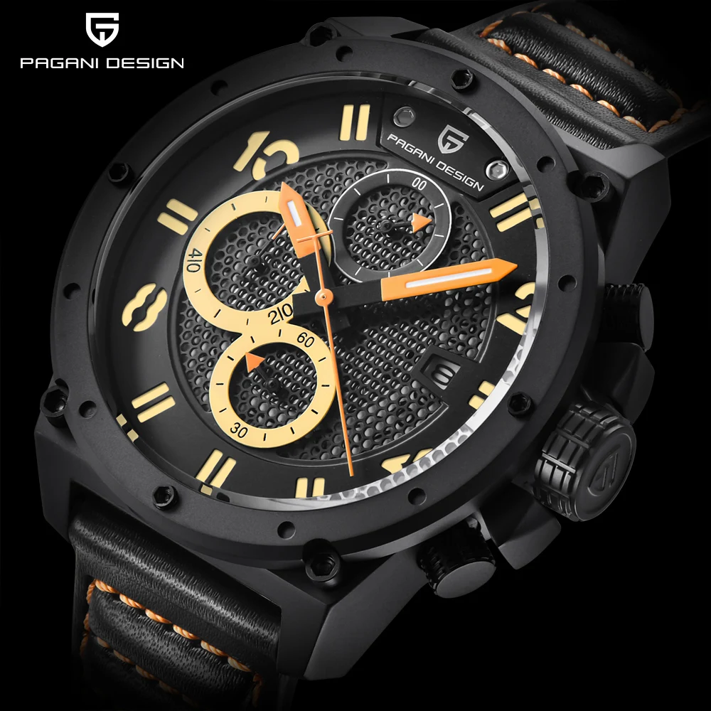 Новые спортивные военные 100 м водонепроницаемые мужские часы с кожаным ремешком