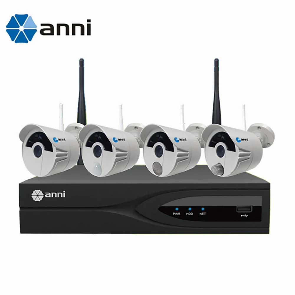 Anni интеллектуальная беспроводная (Wi-Fi) 4-канальный NVR Kit интегрированный датчики и