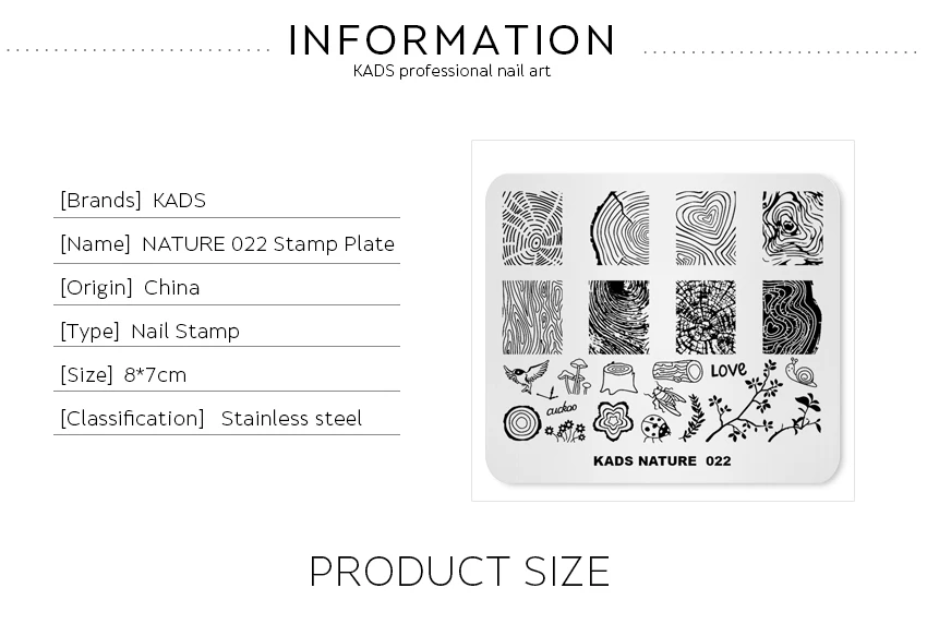 KADS Nature 022 пластины для стемпинга ногтей Joyful Designs дизайн ногтей штамп шаблон изображения пластина декоративный для маникюра DIY аксессуары