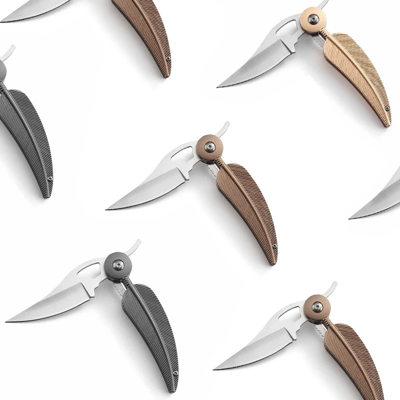 Складной нож в форме листа охотничий из нержавеющей стали с алюминиевой ручкой