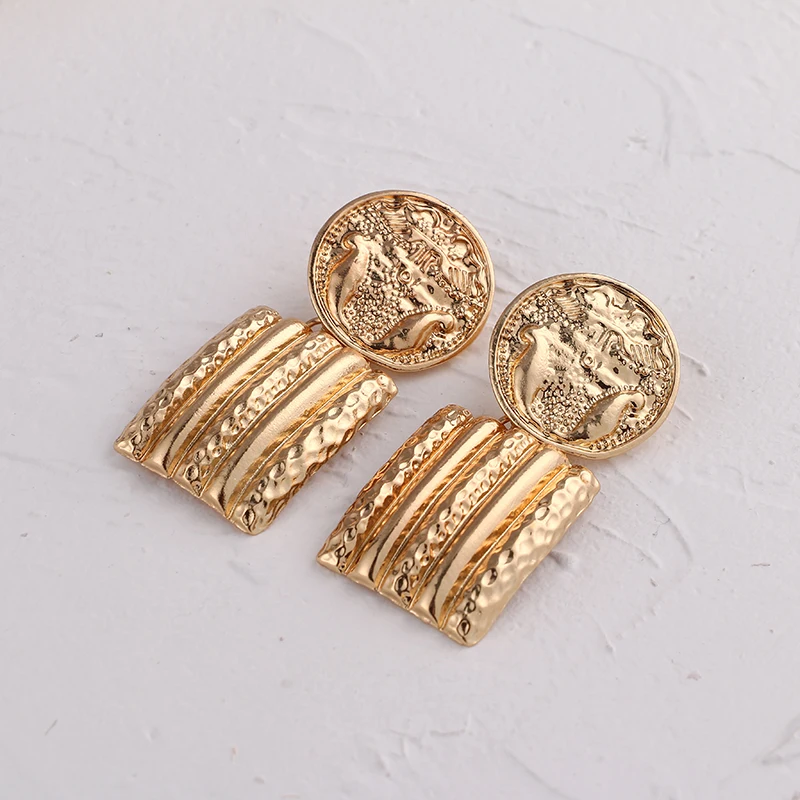 YMYW высокое качество винтажные геометрические золотые висячие серьги массивные