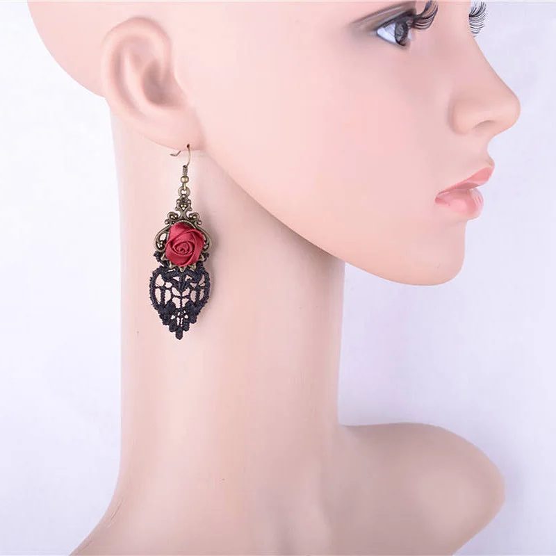 Женские Висячие серьги ручной работы сексуальные готические черные вязаные