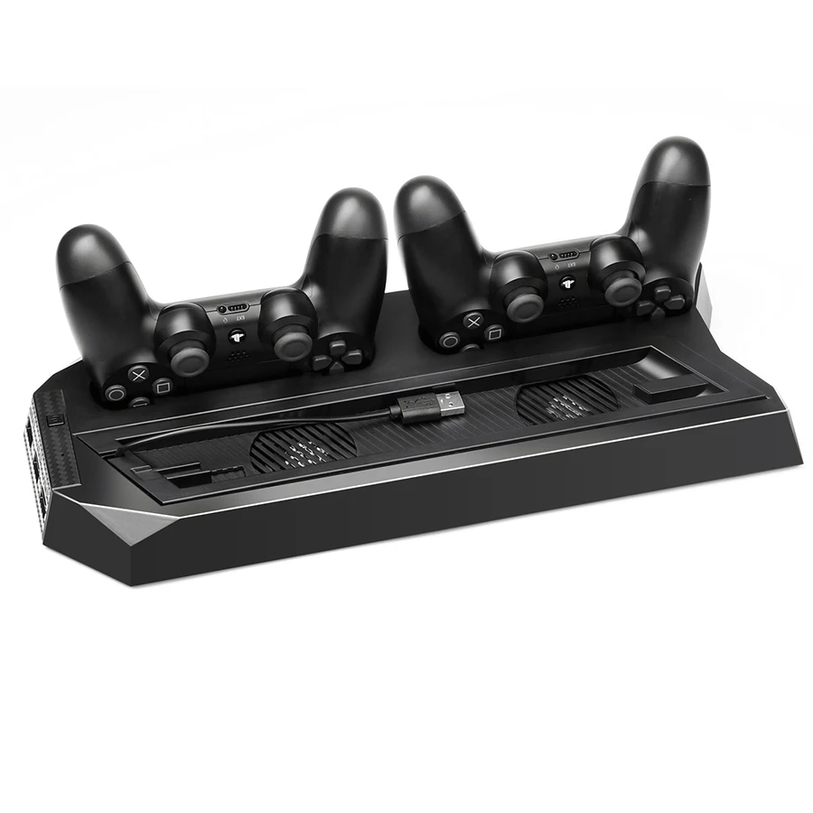 Вертикальная охлаждающая подставка для PS4 Slim/PRO 2 в 1 с двойной зарядной станцией