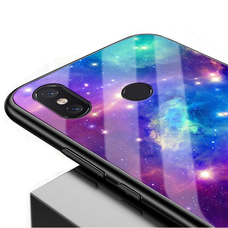 Чехол Starry sky для xiaomi mi 8 закаленное стекло жесткая задняя крышка мягкий край mi8