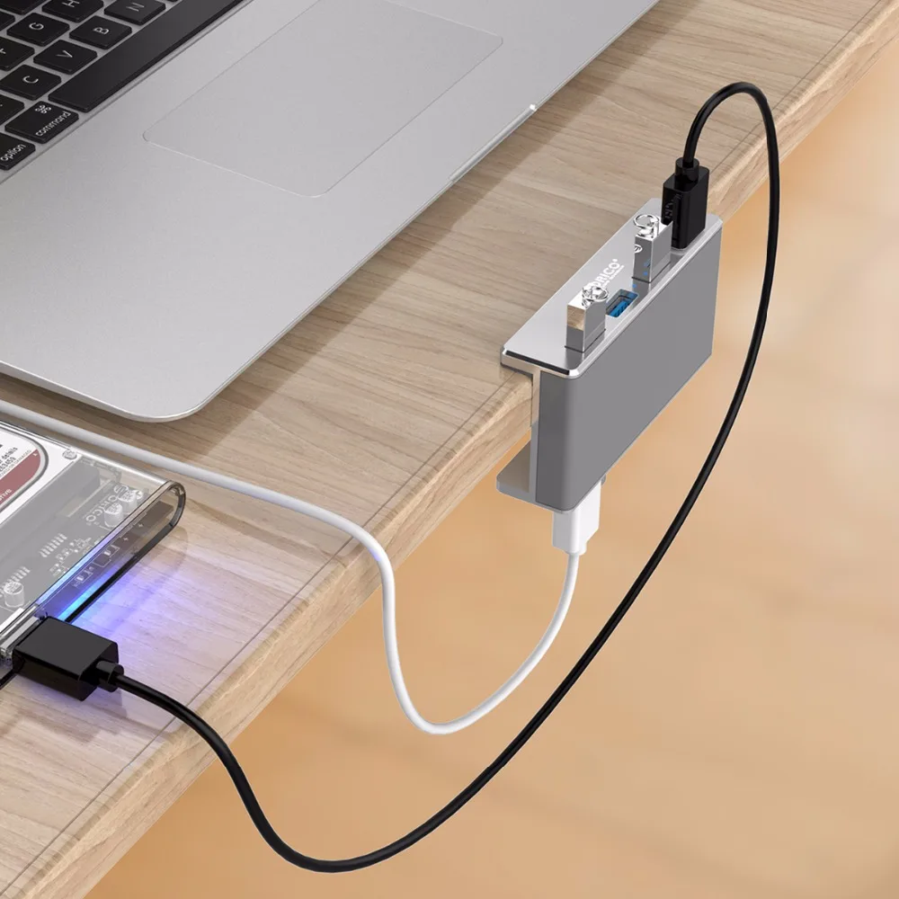 ORICO MH4PU Алюминий 4 Порты USB 3 0 Clip-тип хаб для рабочего ноутбука клип диапазон 10-32 мм