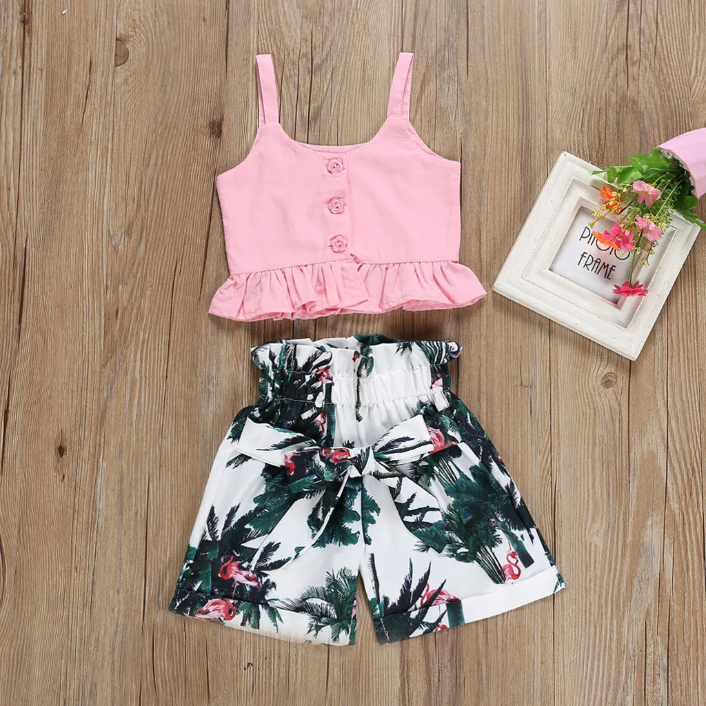 Летние Детские комплекты SAGACE для девочек одежда маленьких футболка Топы шорты с