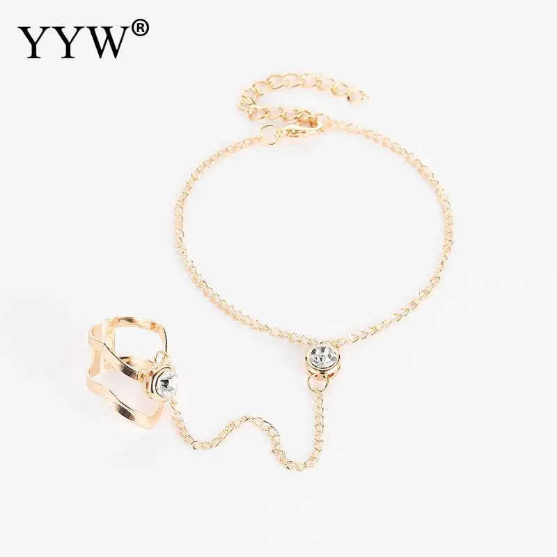 Женский браслет на запястье с цепочкой цепочкой|Кольца| |