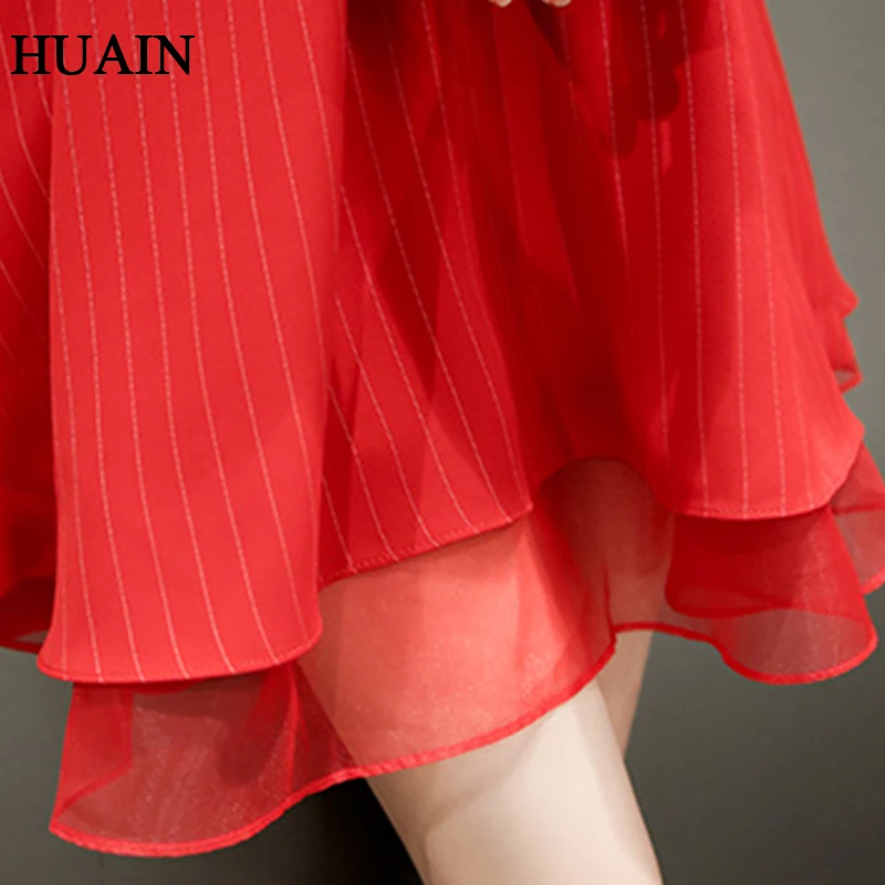 Лук красный платье Лето 2018 Новый корейский стиль Модные свободные женское