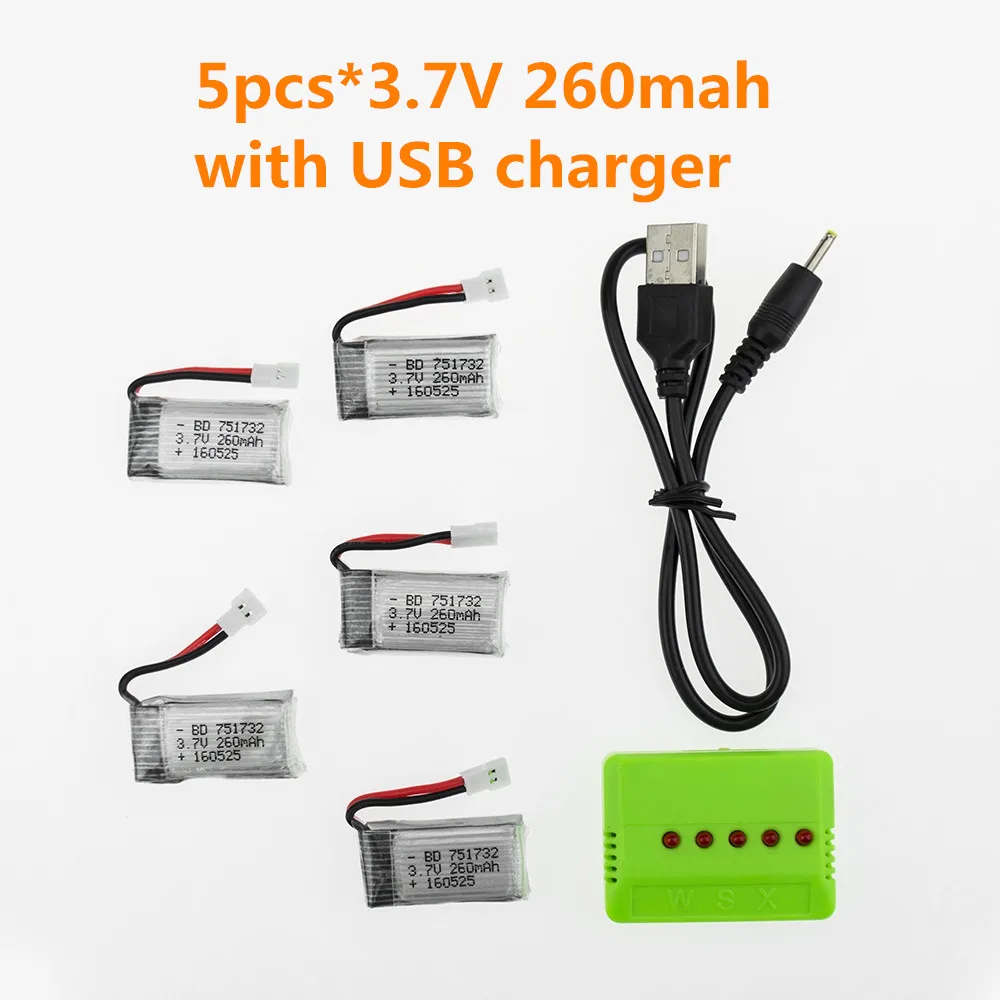 3 7 в 260 мАч литий полимерная батарея 5 шт. и зарядное устройство X5 для Eachine H8 Mini JRC