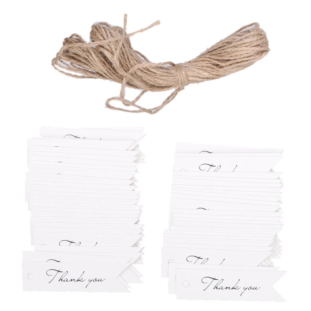 100pcs Blank/thank you Kraft Paper Hang Tags Wedding Party Label Gift Cards | Дом и сад