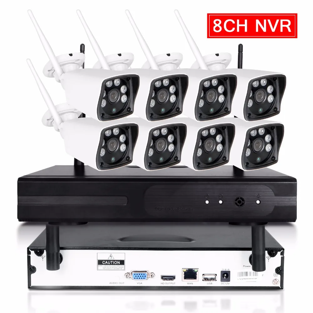 8CH CCTV Системы Беспроводной 720 P NVR 8 шт. 1.0MP ИК Открытый P2P Wi Fi ip cctv безопасности