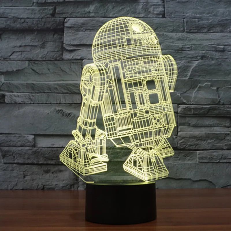 Звездные войны 3D Иллюзия Атмосферу Праздника Декоративные Дети подарок R2D2 Робот