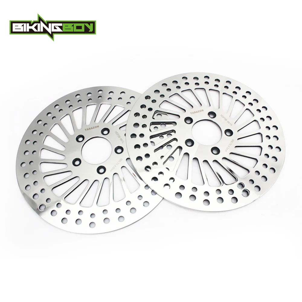 UNPOLISHED BIKINGBOY передние тормозные диски роторы для Харлей FLHR Road King FLHX Street Glide FLTR FLHR FLTRX FLHT Electra Glide FLHP 11 - Цвет: UNPOLISHED