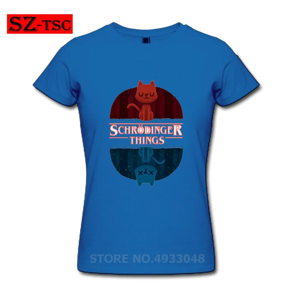 Летняя новая модная женская футболка с новым рисунком Schrodinger Cat Things Stranger Things Печатные Топы с короткими рукавами крутые футболки
