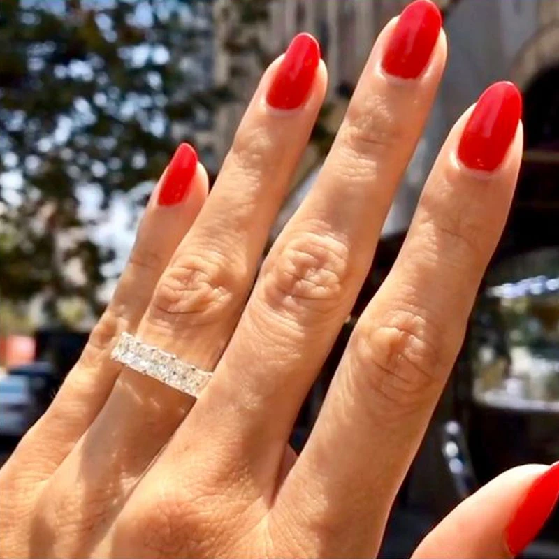 QYI обручальное кольцо женские микро Pave 8 Ct 5A циркон кольцо из стерлингового серебра 925 Юбилей обручальные кольца принимает Частный заказ
