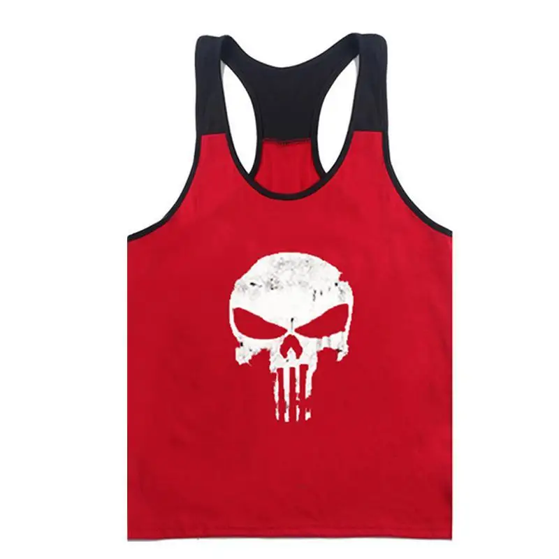 red white KOSMO MASA Мужская майка для бодибилдинга и фитнеса, спортивная майка, нательные майки, топы MC0260 - Цвет: red white
