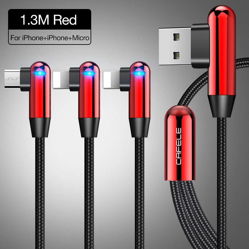CAFELE 3 в 1 USB кабель Micro type C USB кабель для iPhone samsung huawei Xiaomi Синхронизация данных USB кабель для IOS 130 см светодиодный дисплей - Color: IOS IOS Micro