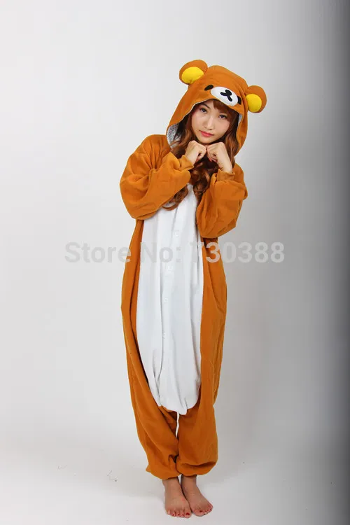 Забавный аниме рилаккума животное медведь Onesie для женщин мужчин и взрослых