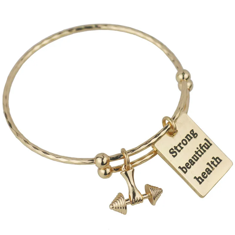 Гантели Шарм браслет Браслеты Регулируемый Золотой Цвет гравировкой DIY