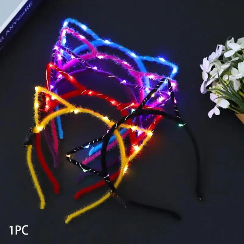 1 шт. милые светодиодные повязки в форме кошачьих ушей для вечеринок светящиеся