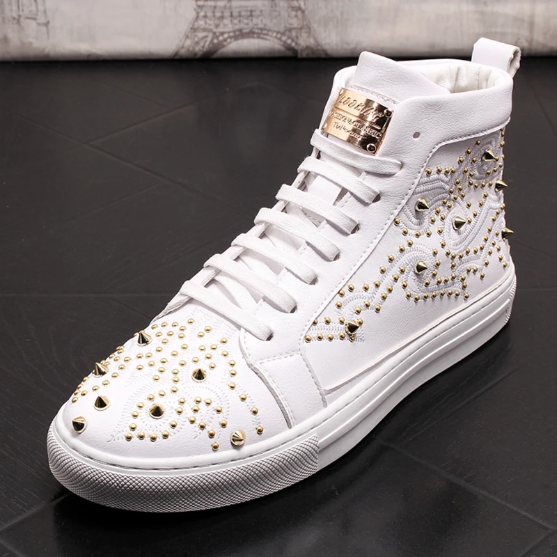 Stephoes Men Trending Fashion Ankle Boots Spring Autumn High Top Rivets Hip Hop Casual Shoes Male Luxury Brand Punk |