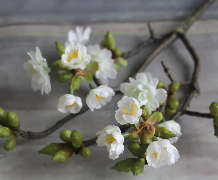 white Cherry Hi-Q и высокая имитация искусственные цветки вишни, шелковых цветов сакуры, свадебные декоративные вишни 6 шт./лот - Цвет: white Cherry