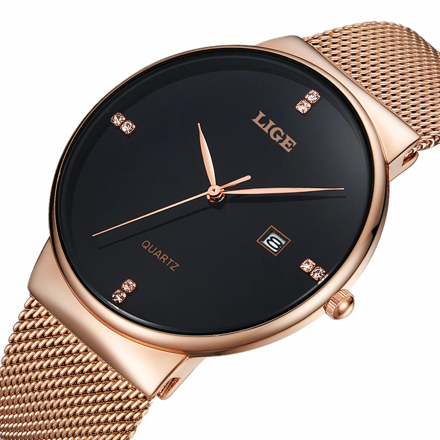 Reloj Hombre LIGE бренд Для мужчин часы платье кварцевые Сталь ремешок мужской ультра