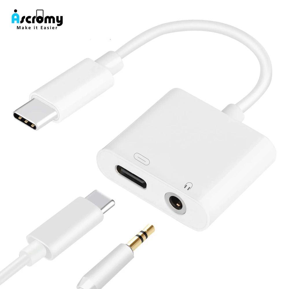 USB Type C аудио кабель Ascromy адаптер для наушников 3 5 мм Разветвитель зарядный Samsung S8