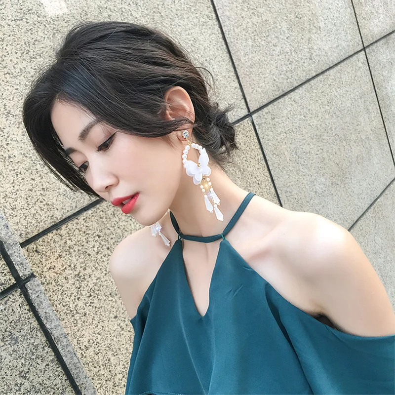 Женские Романтические серьги подвески с бабочкой элегантные длинные