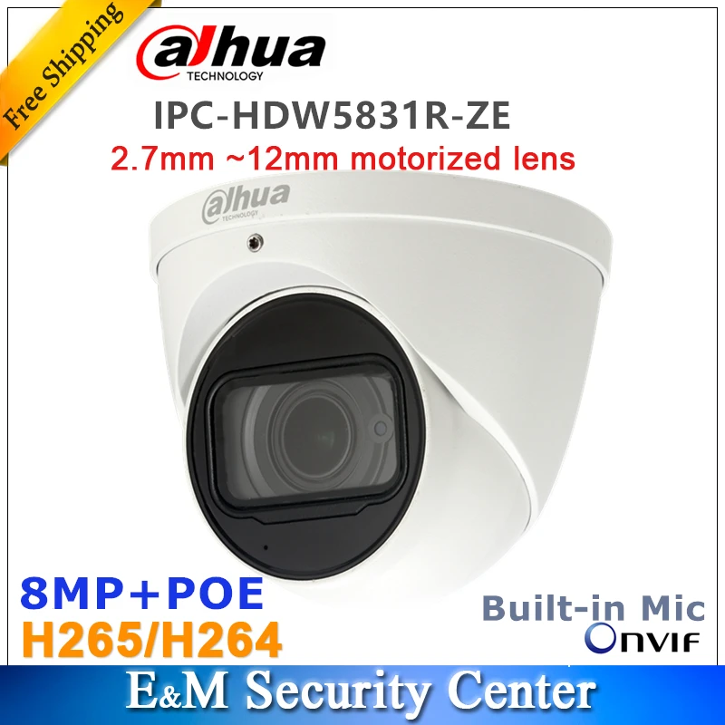 dahua IPC-HDW5831R-ZE на английском языке с логотипом 8MP IR Eyeball сетевая камера POE CCTV Встроенный микрофон IP67 IPC-HDW5831R-ZE