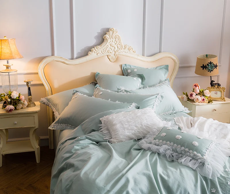 Белый кружевной комплект постельного белья принцессы из 4/7 предметов роскошный