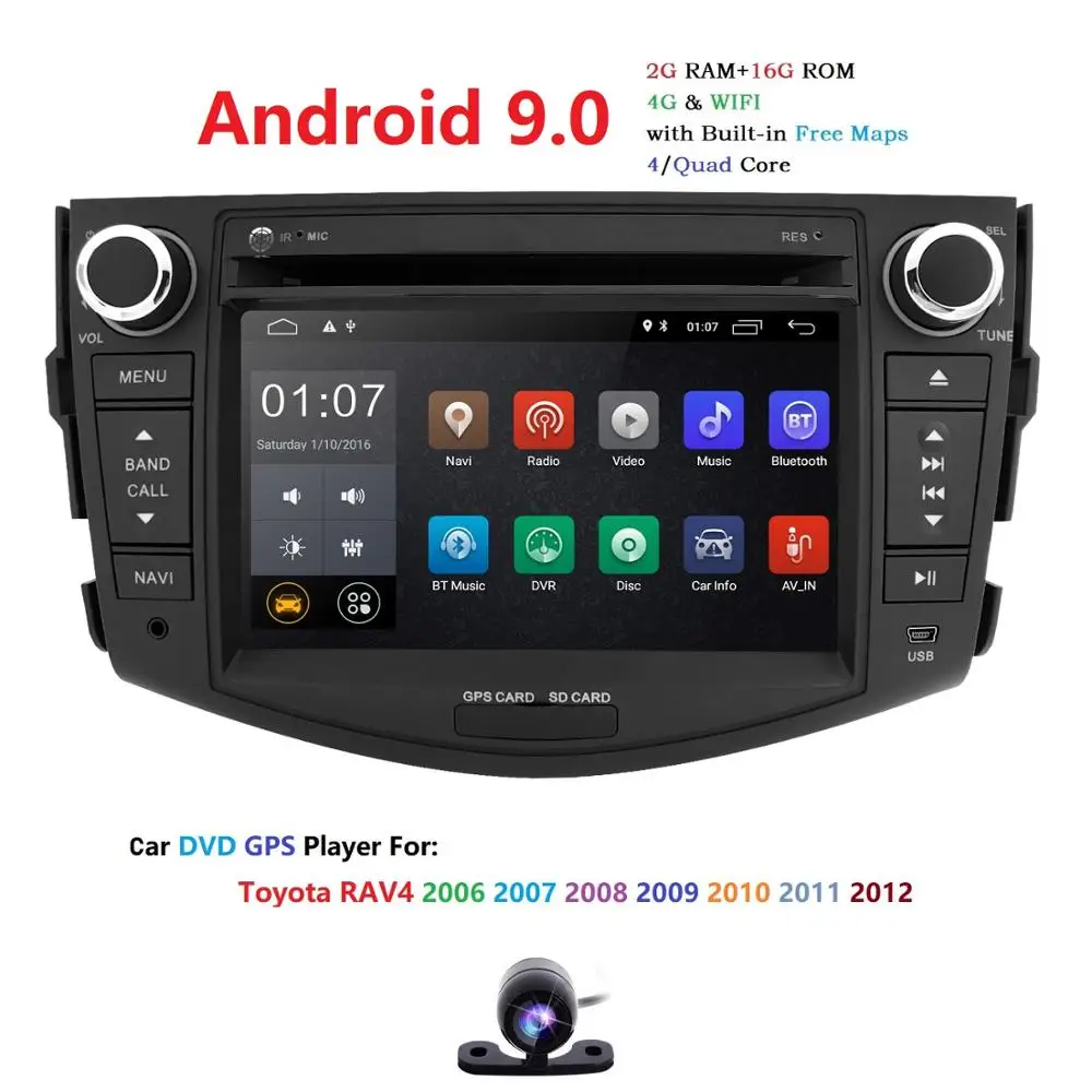 Android 9 0 автомобильный DVD GPS навигация WiFi радио стерео для Toyota Rav4 2006-2012 TPMS DVR RDS DVBT DAB +