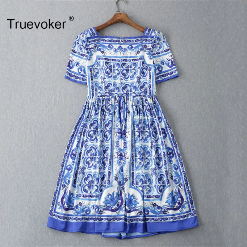 Truevoker дизайнерское платье для женщин с коротким рукавом квадратный воротник